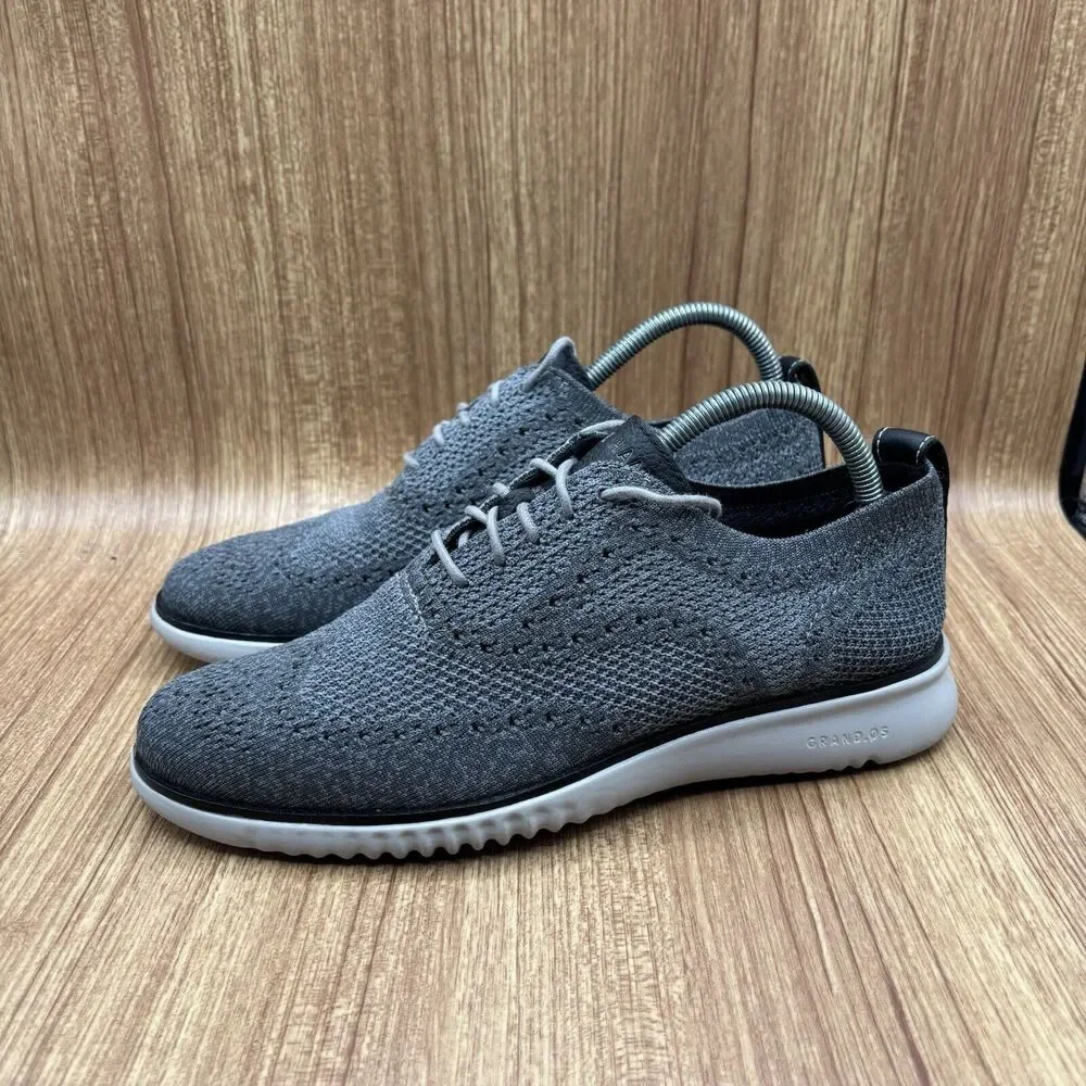 Cole Haan Zerogrand Stitchlite‎ Men's Size 8 M Gray Wingtip Oxfords C27565